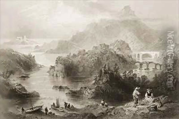 Cromwell's Bridge, Glengarriff, County Cork Oil Painting - William Henry Bartlett