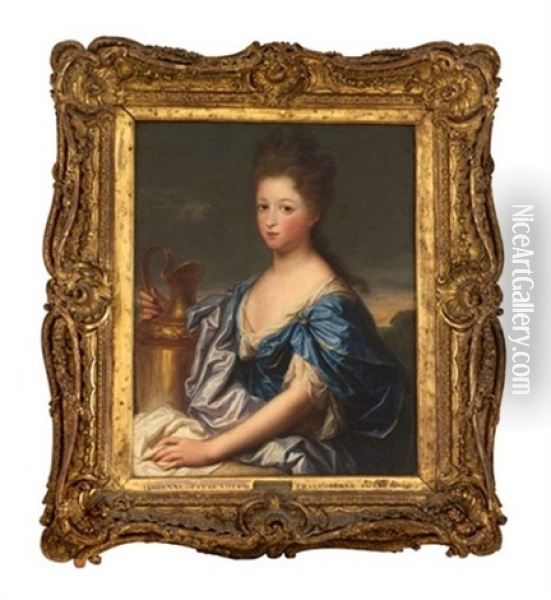Portrait Of Adrienne Le Couvreur Oil Painting - Hyacinthe Rigaud