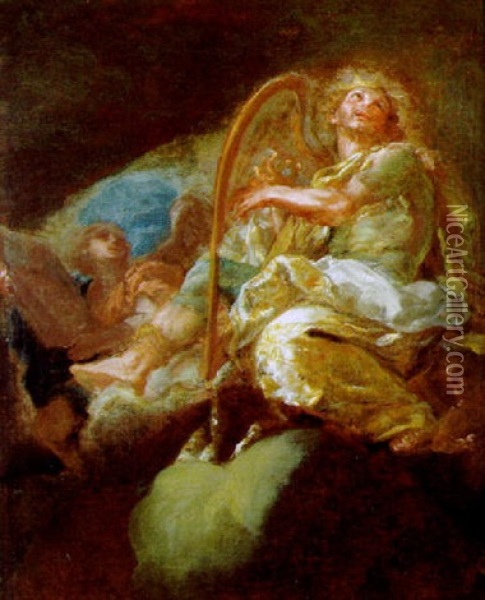 Konig David Spielt Auf Der Harfe Oil Painting - Giacomo del Po