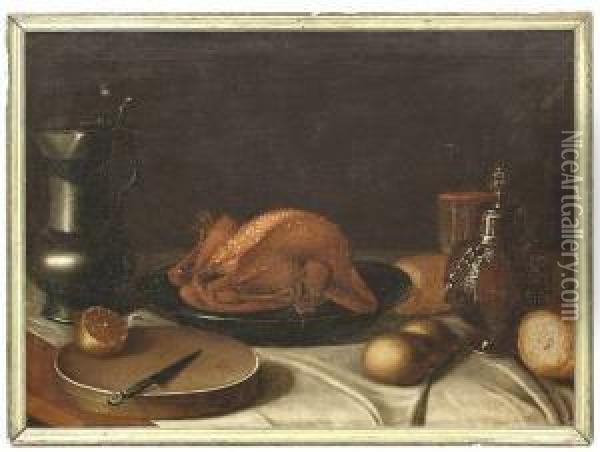 Still Life With A Chicken. Oil/canvas Oil Painting - Georg Flegel