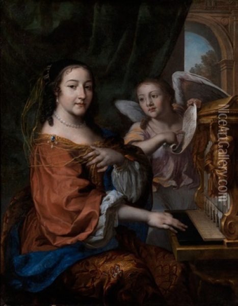 Bildnis Einer Adeligen Dame Mit Den Attributen Der Heiligen Cacilia Oil Painting - Joachim von Sandrart the Elder