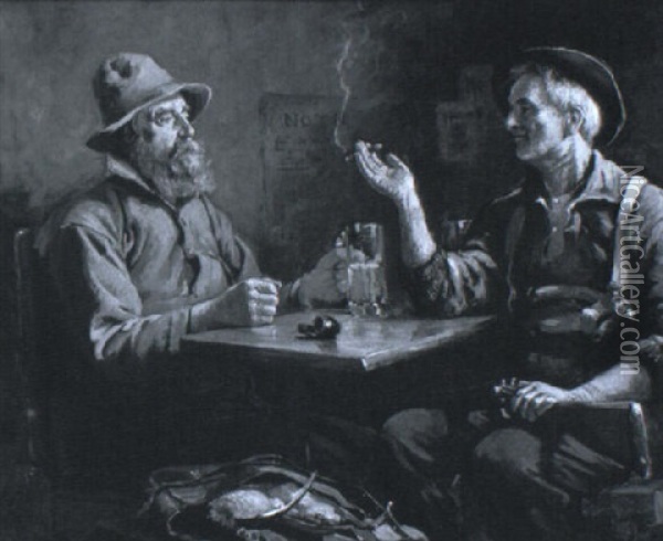 A Tavern Conversation Oil Painting - Abbott Fuller Graves