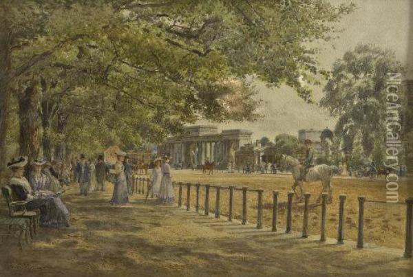 Hyde Park, 
Rotten Row, 
Summer Morning Oil Painting - Frederick B. Kerr