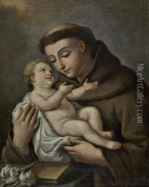 Santo Antonio Com O Menino Jesus Oil Painting - Francisco Lusitano Vieira De Mattos