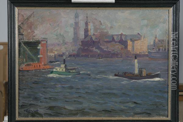 Le Port De Hambourg Oil Painting - Wilhelm Eberhardt