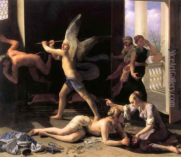 Martha Rebuking Mary for her Vanity after 1660 Oil Painting - Guido Cagnacci