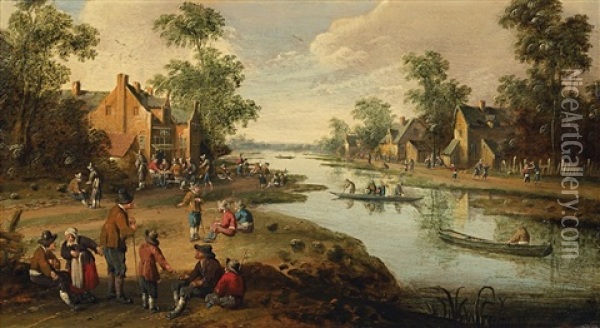 Hollandisches Dorf An Einem Kanal Oil Painting - Cornelis Droochsloot