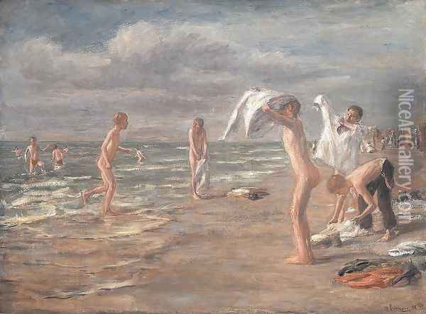 Boys Bathing Oil Painting - Max Liebermann