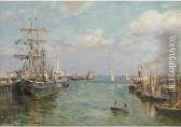 Avant-port In Dunkerque Oil Painting - Edmond Marie Petitjean