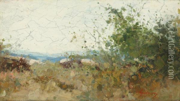Landscape From Posada Oil Painting - Nicolae Grigorescu