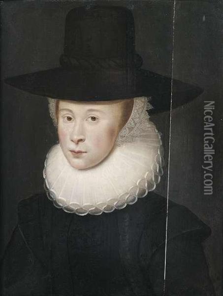 Bildnis Einer Jungen Frau In Schwarzem Kleid Oil Painting - Jacob Gerritsz. Cuyp