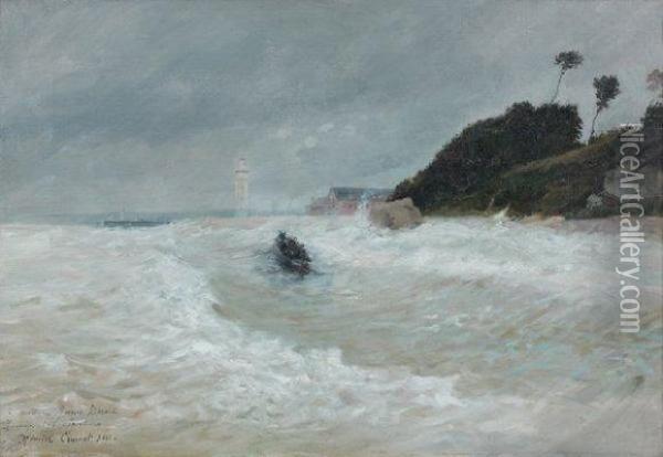 Barque A L'entree Du Port De Honfleur Oil Painting - Maurice Francois A. Courant