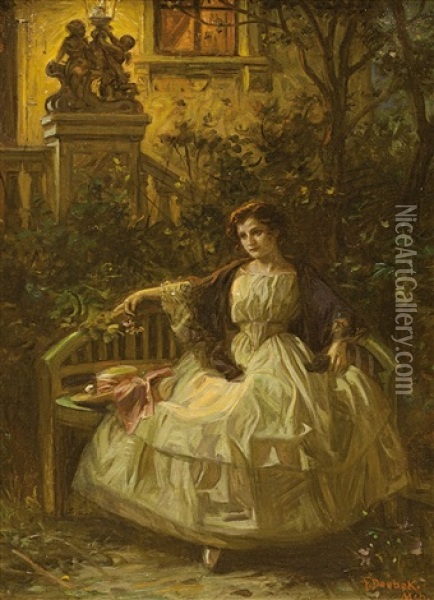 Dama V Zahrade Oil Painting - Franz Bohumil Doubek