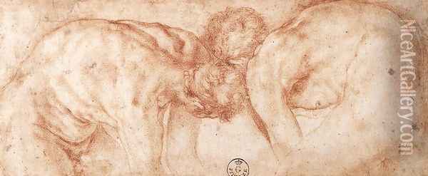 Two Nudes Compared 1530s Oil Painting - (Jacopo Carucci) Pontormo