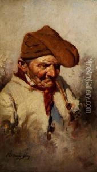 Portrait Eines Alten Fischers Incapri Oil Painting - Bernard Hay
