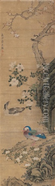 Flower And Bird Oil Painting -  Jiang Tingxi