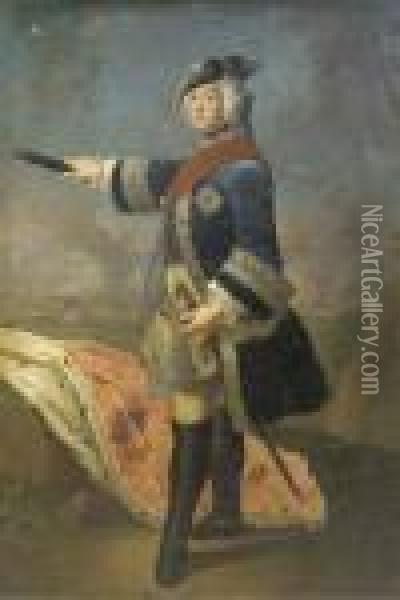 Portrait Of King Frederick The Great Of Prussia Oil Painting - Antoine Pesne