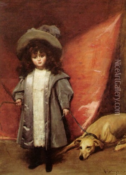Enfant Au Chien Oil Painting -  Carolus-Duran