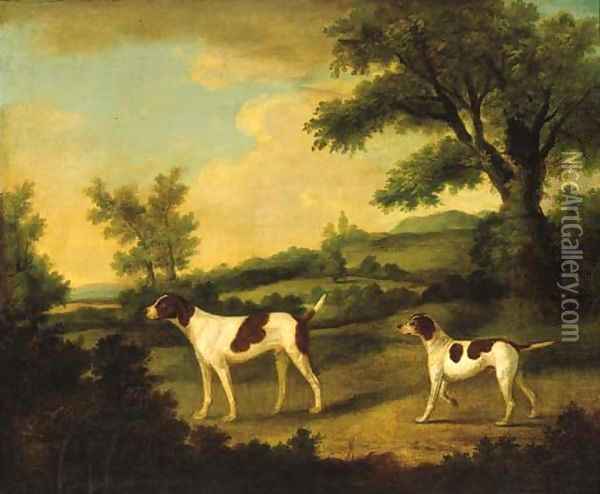 Two Pointers in a landscape Oil Painting - Francis Sartorius