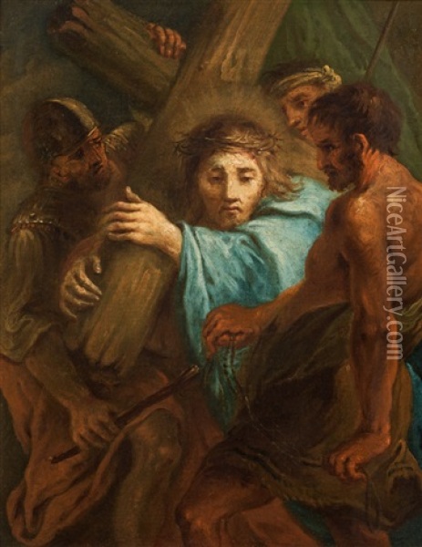 Christ Carrying The Cross Oil Painting - Martin Johann (Kremser Schmidt) Schmidt