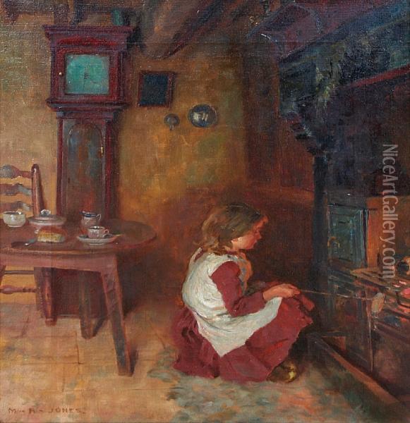 Toasting The Bread Oil Painting - Maud Raphael Jones