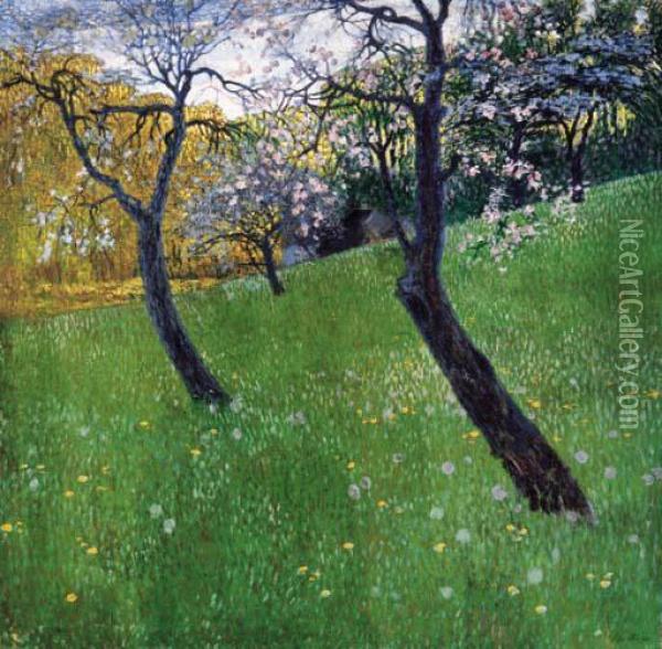 An Orchard In Spring-time Oil Painting - Hugo Baar