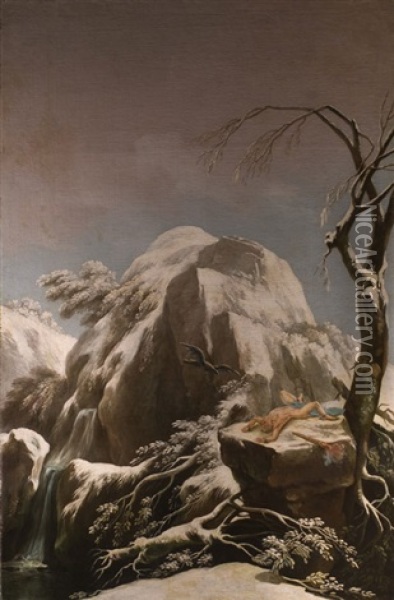 Der Gefesselte Prometheus In Verschneiten Berggipfeln Des Kaukasus Oil Painting - Francesco Foschi
