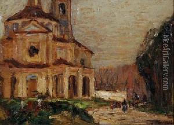 Vecchia Chiesa Del Monferrato Oil Painting - Francesco Mennyey