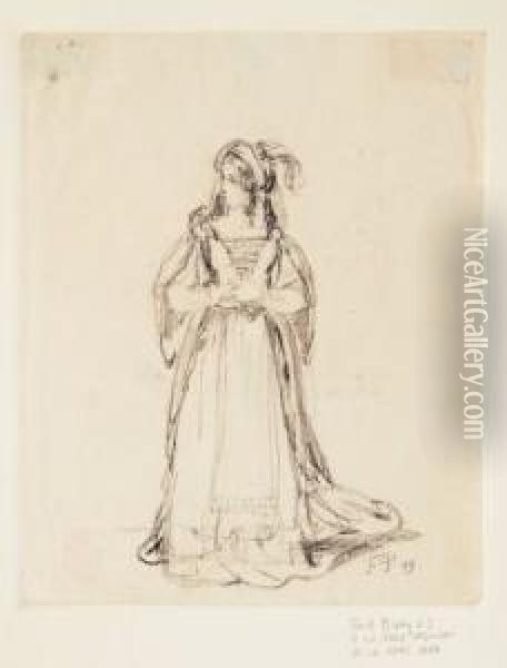Dame Im Kostum Oil Painting - Ferdinand II Piloty