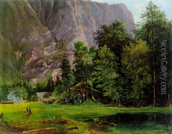 Alpenlandschaft Oil Painting - Franz Barbarini
