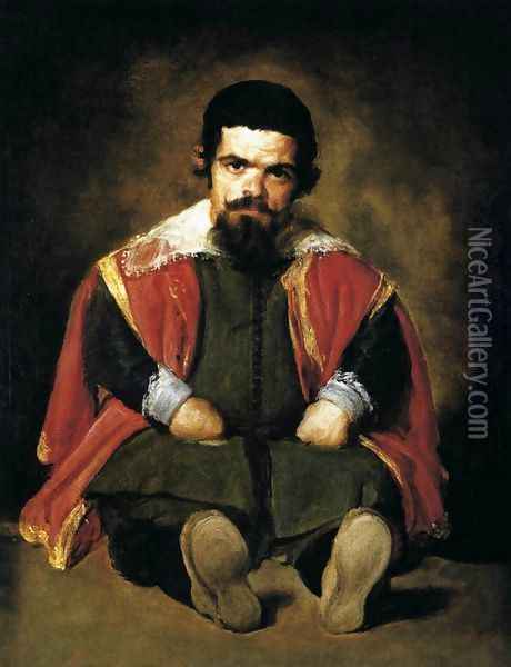 The Dwarf Sebastian de Morra c. 1645 Oil Painting - Diego Rodriguez de Silva y Velazquez