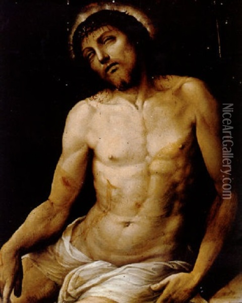 El Cristo De Los Dolores Oil Painting - Vicente Juan (de Juanes) Masip