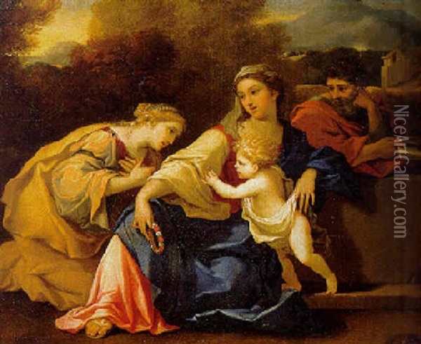 The Mystic Marriage Of Saint Catherine Oil Painting - Nicolas Pierre Loir