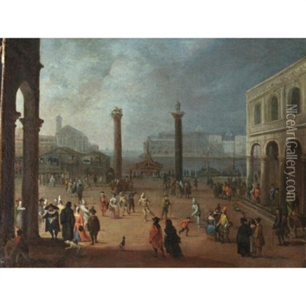 Venezia, Carnevale In Piazza San Marco Oil Painting - Joseph Heintz the Younger