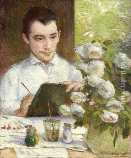 Pierre Peignant Des Fleurs Oil Painting - Marie Bracquemond