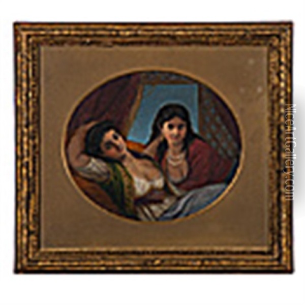 Orientalist Portrait Of Two Women Oil Painting - R. St. Ledger Pigot