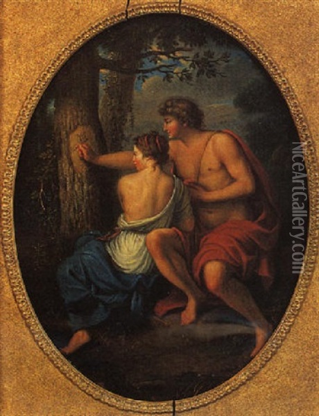 Angelique Et Medor Oil Painting - Johann Baptist Schaetzel