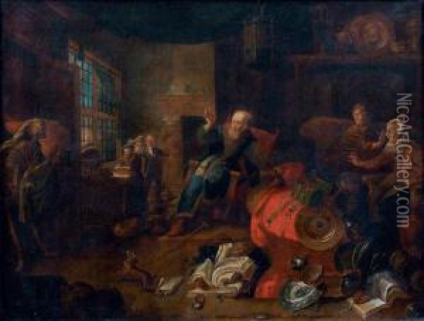 L'allegorie De L'avarice Oil Painting - Balthazar Van Den Bossche