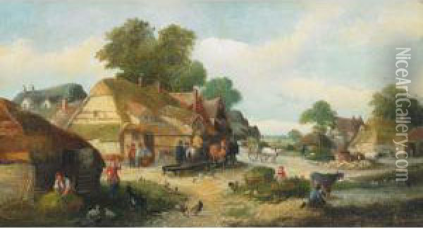 Farm Yard Scenes Oil Painting - James Edwin Meadows