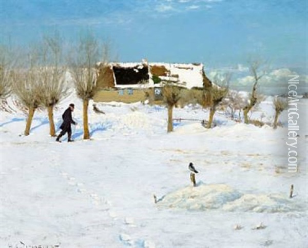 Bright Sunny Winter Day Oil Painting - Hans Andersen Brendekilde