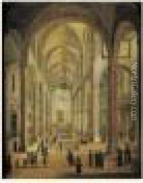 Vue De L'interieur D'une Synagogue Oil Painting - Christian Stocklin