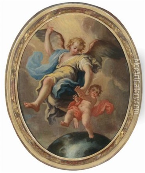 Angelo Custode In Volo Oil Painting - Gregorio de Ferrari