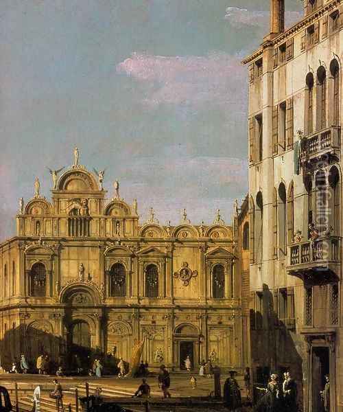 Rio dei Mendicanti with the Scuola di San Marco (detail) 2 Oil Painting - Bernardo Bellotto