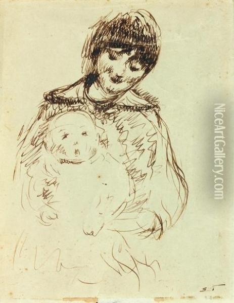 Etude De Femme Avec Un Enfant Oil Painting - Jean-Edouard Vuillard