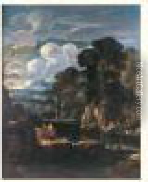 La Rencontre Du Christ Et De Saint Jean-baptiste Sur Le Jourdain Oil Painting - Pieter the Younger Mulier