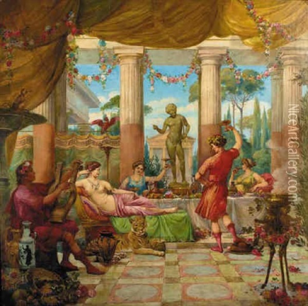 A Roman Bacchanal Oil Painting - Henri Prosper Wirth