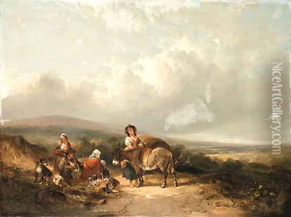 The gypsy encampment near Honiton, Devonshire Oil Painting - Snr William Shayer