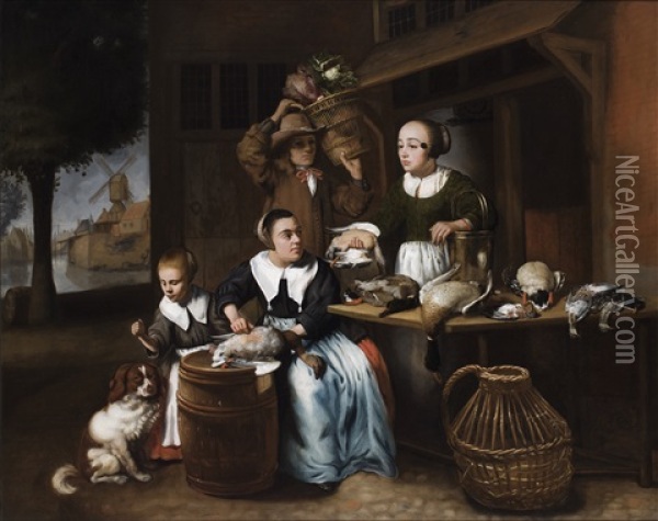 The Poultry Vendor Oil Painting - Nicolaes Maes