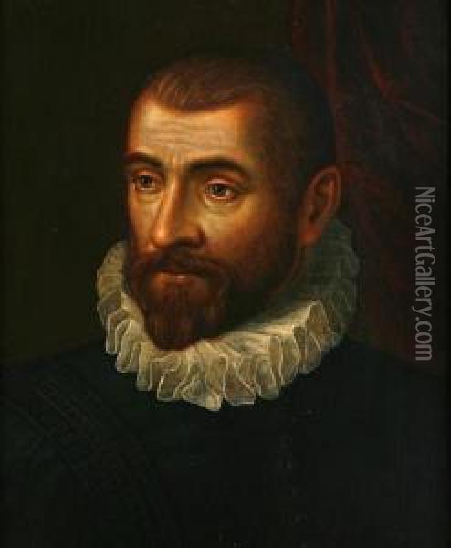 A Portrait Of A Gentleman In A White Ruffcollar Oil Painting - Giacomo Antonio Moro