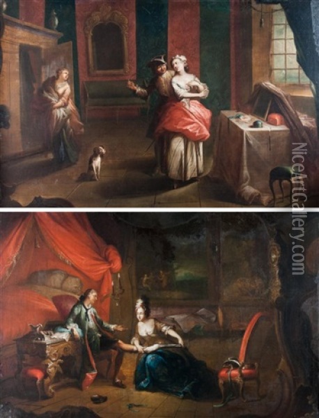 Paire De Scenes D'interieur Oil Painting - Paul Joseph Delcloche